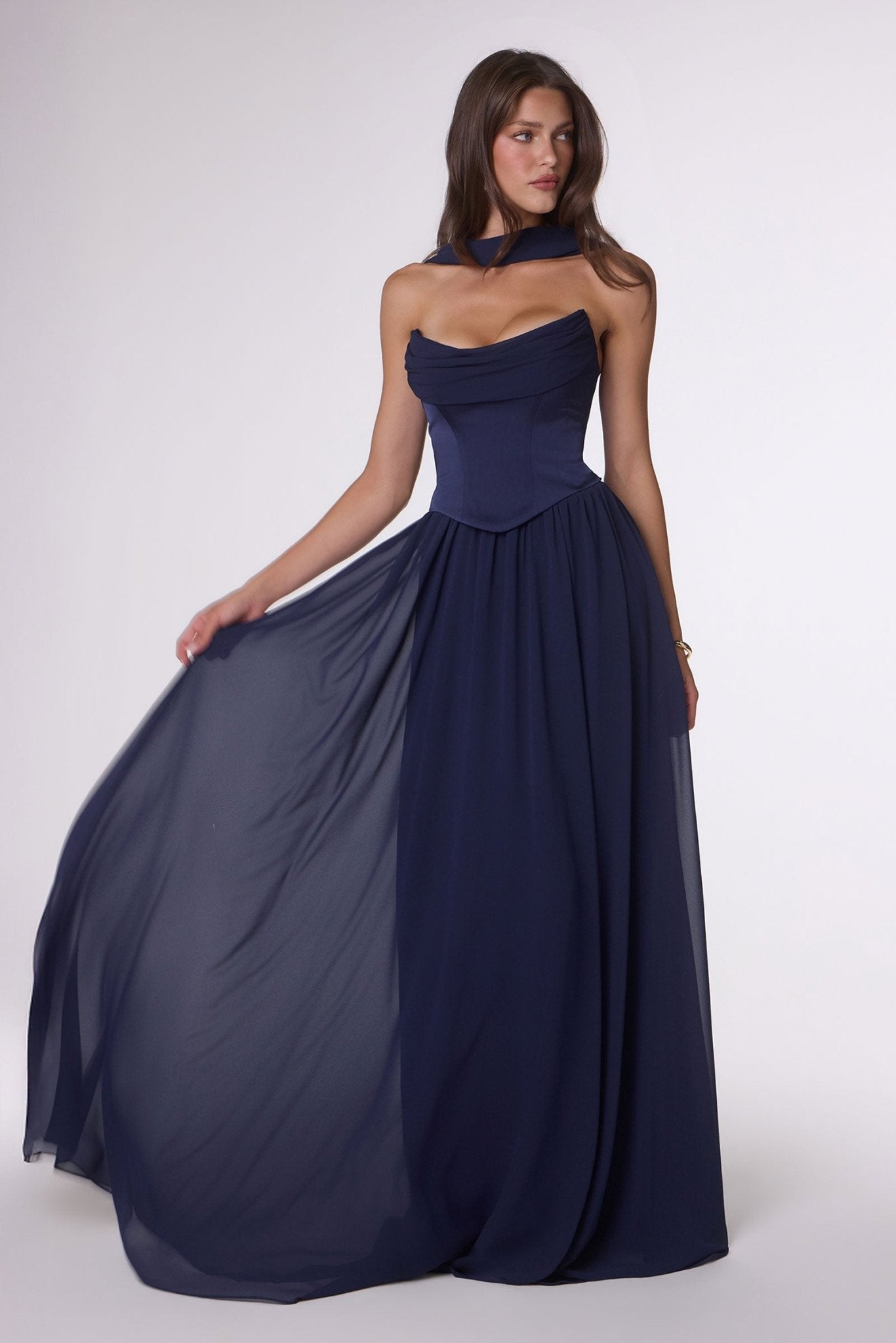 KARINE Satin Chiffon Formal Gown in Australia | One Honey Boutique