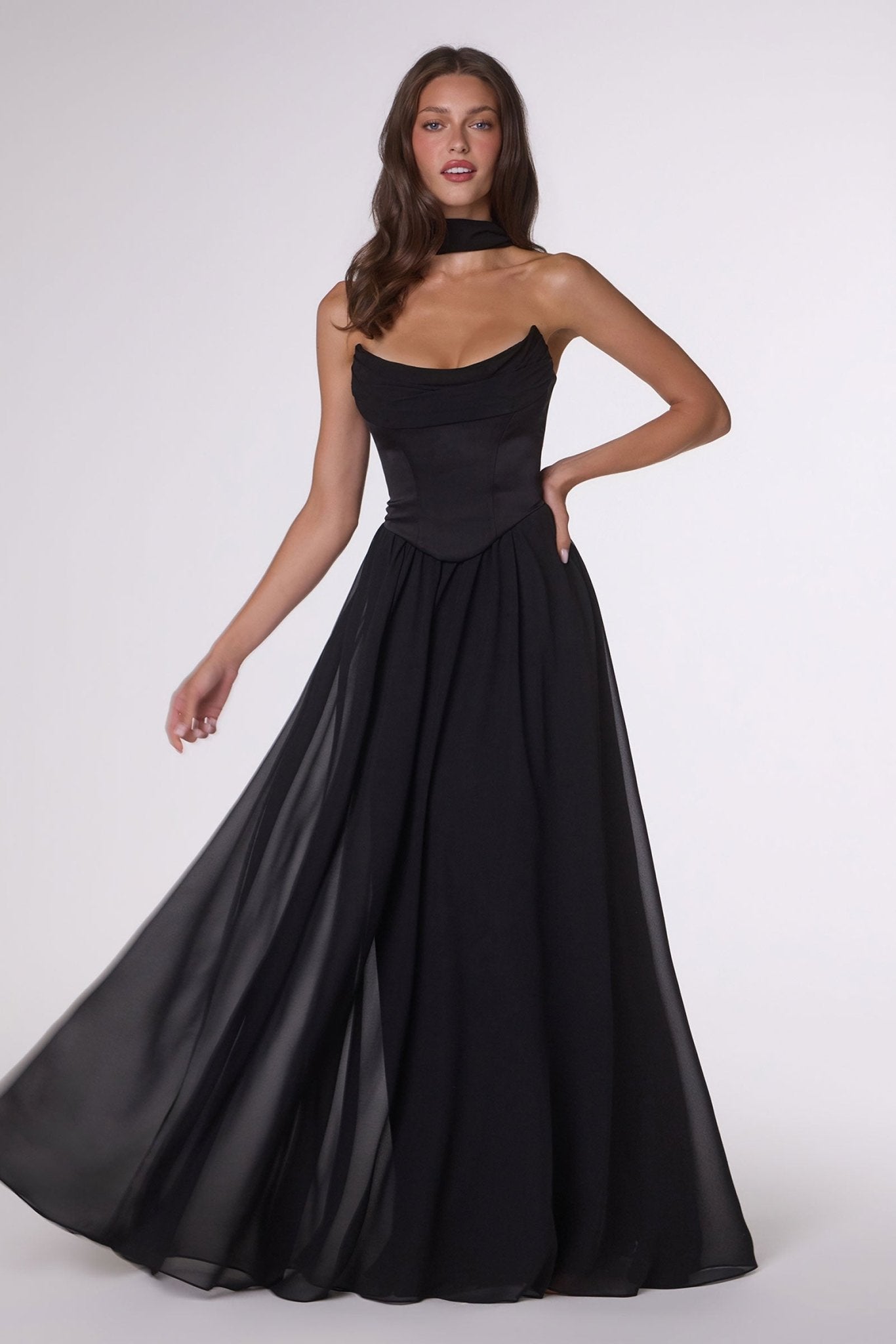 KARINE Satin Chiffon Formal Gown in Australia | One Honey Boutique