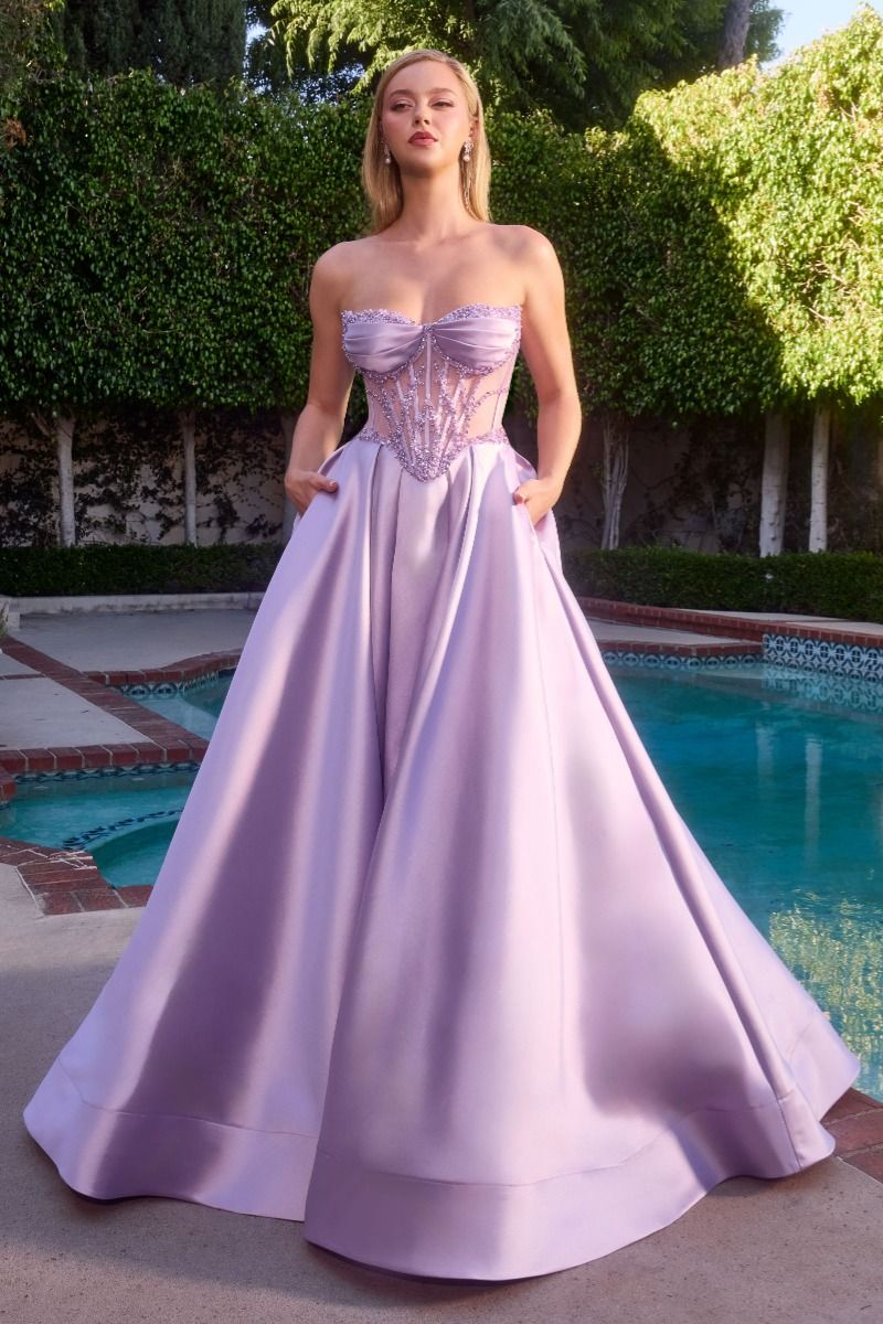 KARVEL Strapless Beaded Mikado A - Line Prom & School Formal Dress in Australia | One Honey Boutique