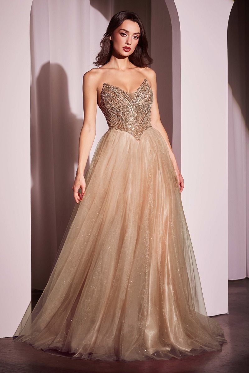KATORINA Strapless Beaded Bustier Tulle Ball Gown in Australia | One Honey Boutique