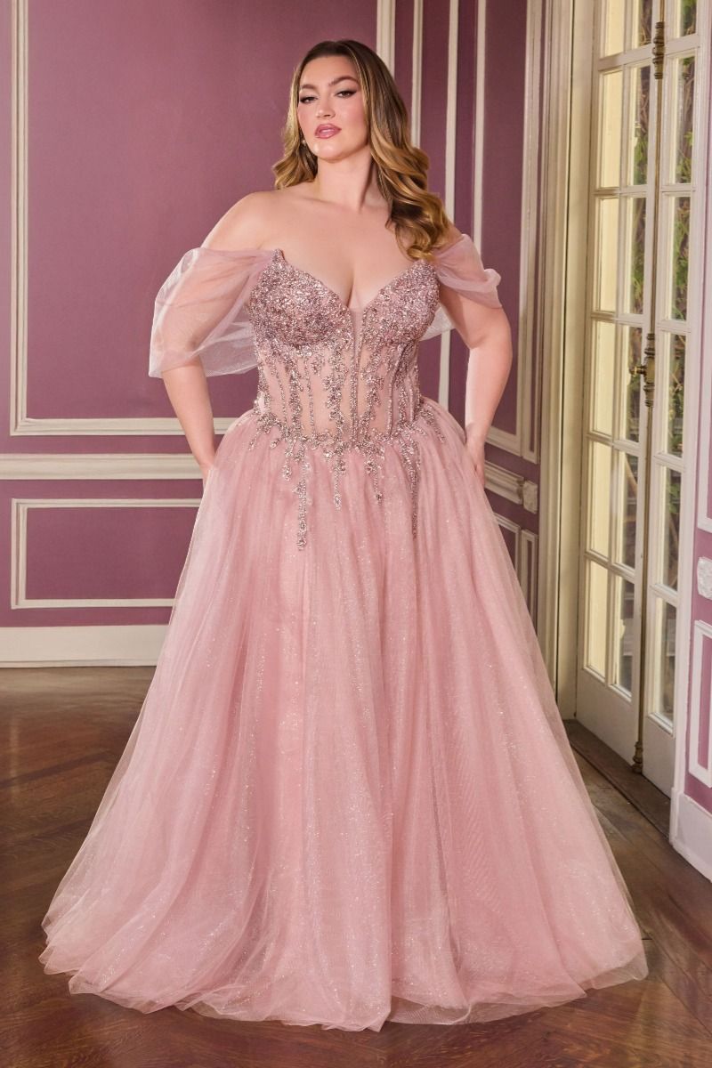 KIZI Curve Beaded Corset Glitter Tulle A - Line Prom & Formal Gown in Australia | One Honey Boutique