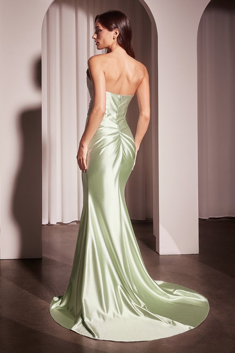 NORAH Satin Asymmetrical Strapless Mermaid Prom & Formal Dress in Australia | One Honey Boutique