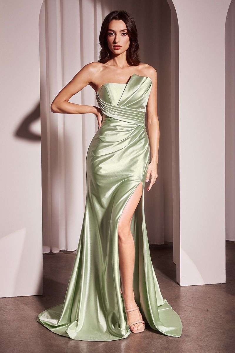 NORAH Satin Asymmetrical Strapless Mermaid Prom & Formal Dress in Australia | One Honey Boutique