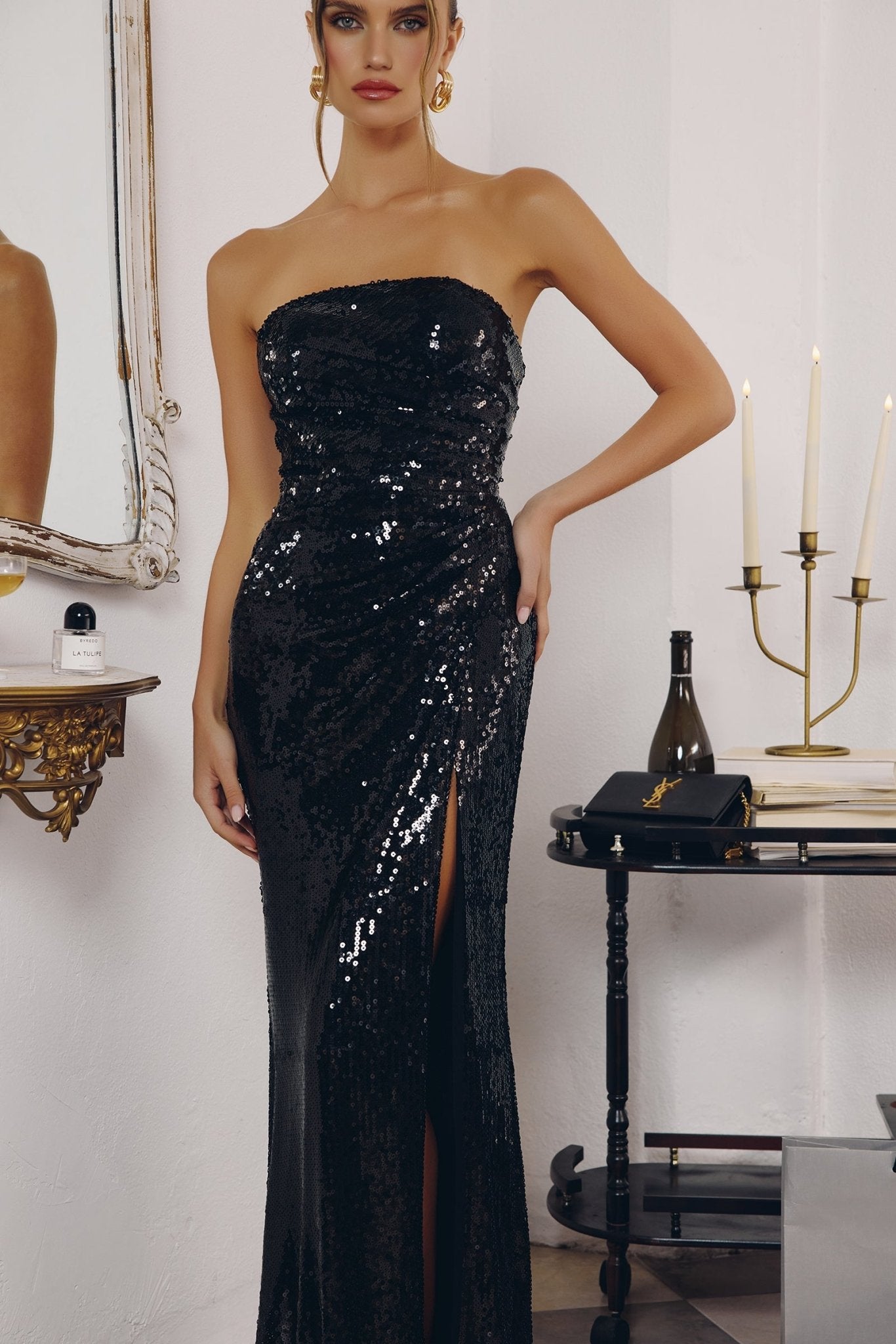 LAVONNE Strapless Sequin Fitted Prom & Formal Dress in Australia | One Honey Boutique