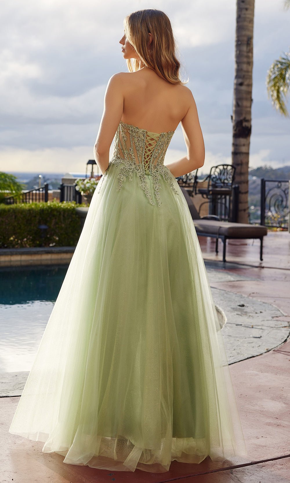 LEIGHTON Beaded Corset A-Line Formal Gown with Leg Split in Australia | One Honey Boutique