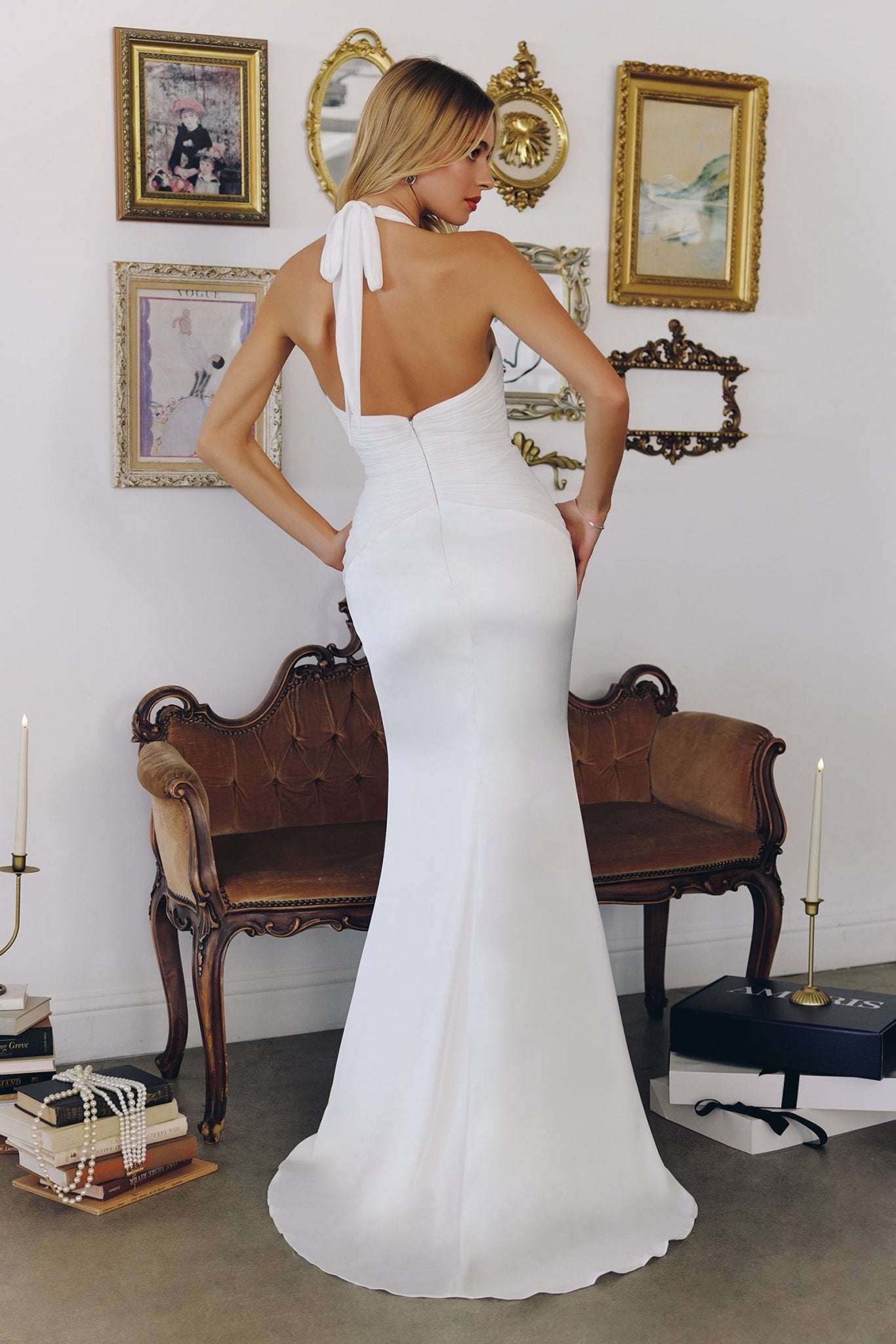 LETHA Halter Satin Mermaid Affordable Wedding Gown in Australia | One Honey Boutique