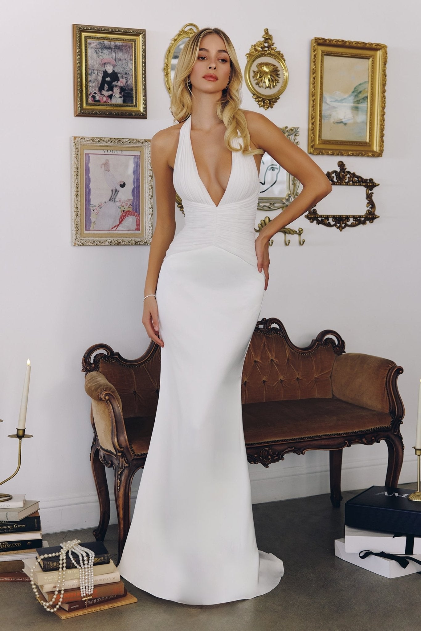 LETHA Halter Satin Mermaid Affordable Wedding Gown in Australia | One Honey Boutique