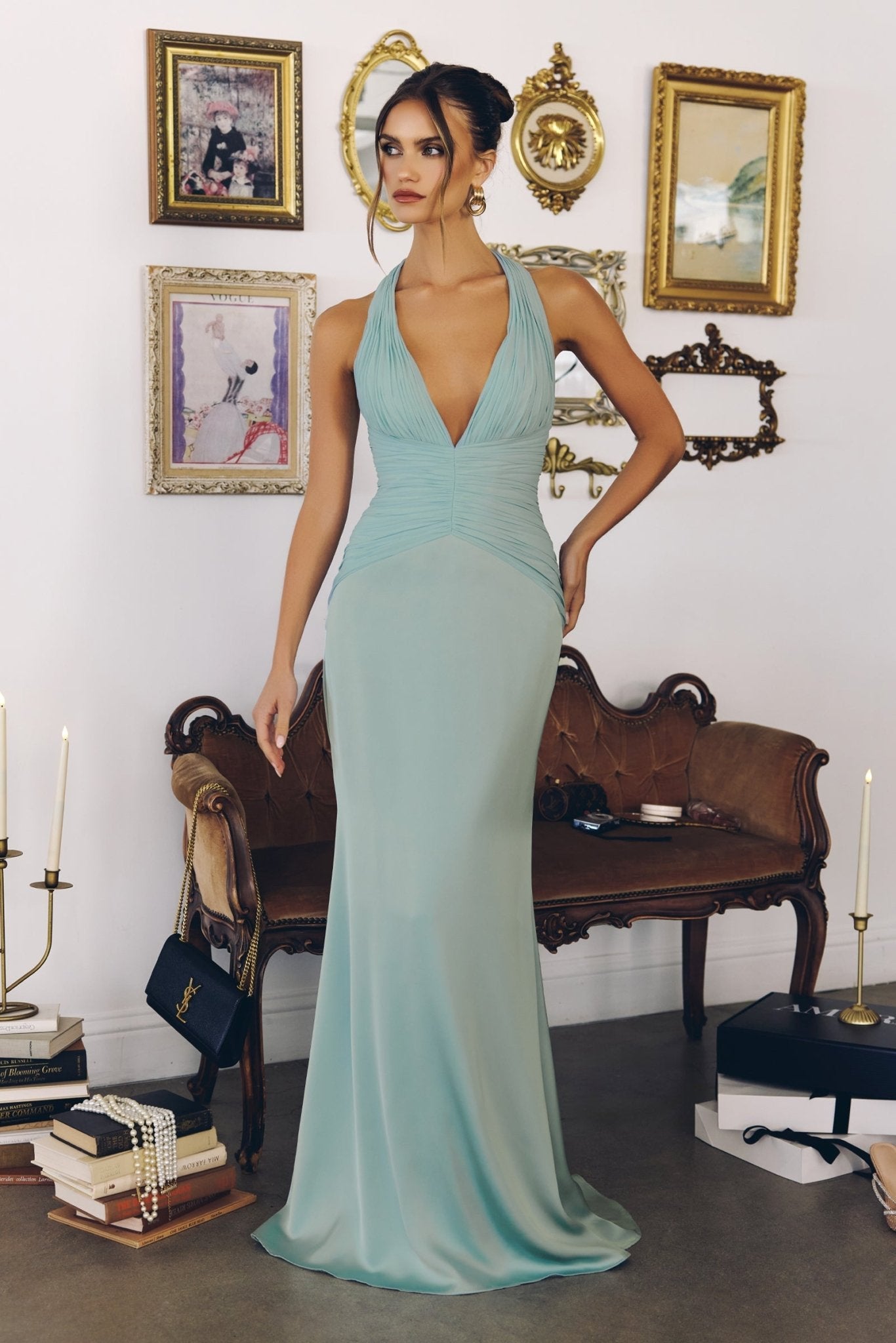 LETHA Halter Satin Mermaid Prom & Formal Dress in Australia | One Honey Boutique