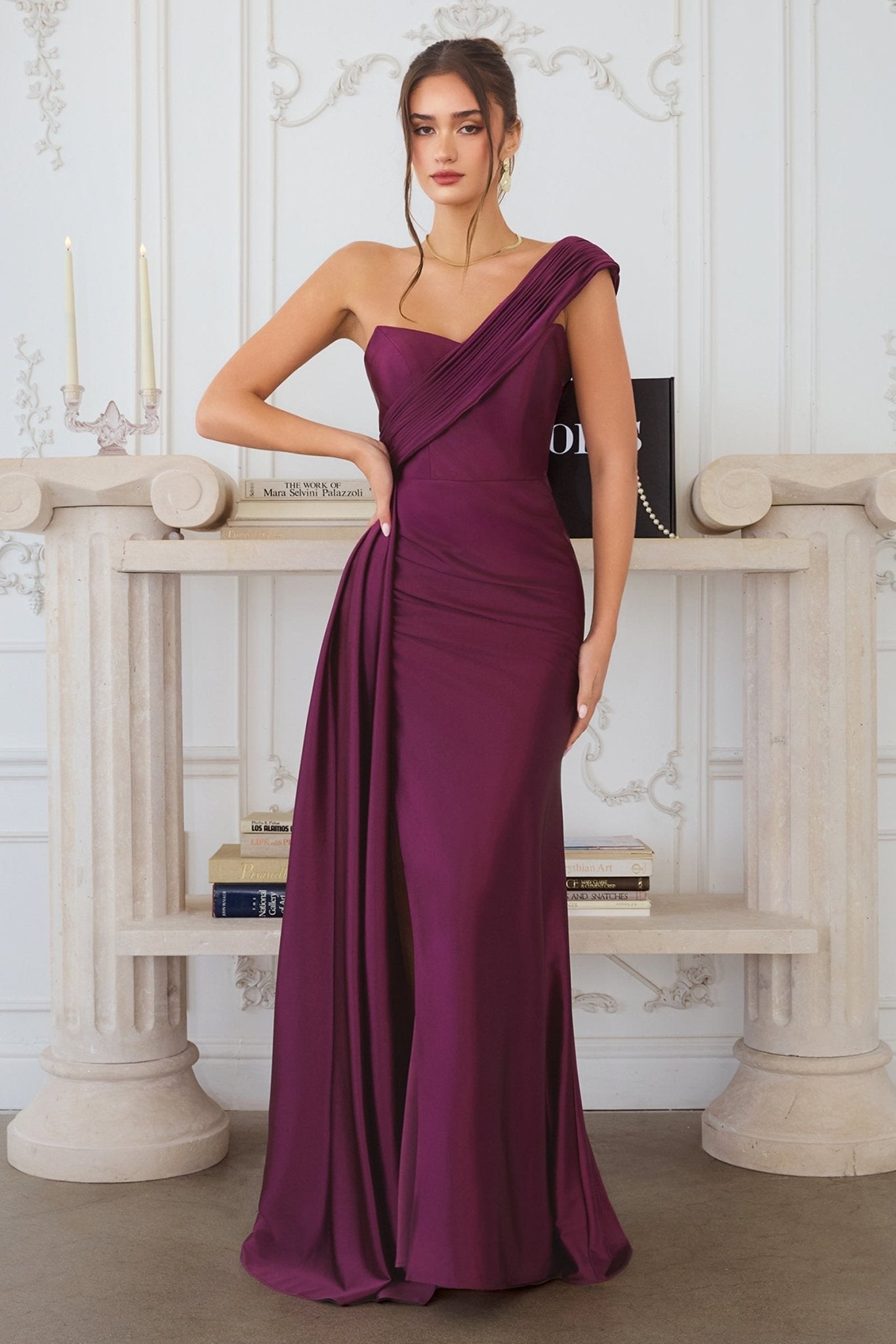 LILLIAN One - Shoulder Satin Mermaid Prom & Formal Dress in Australia | One Honey Boutique