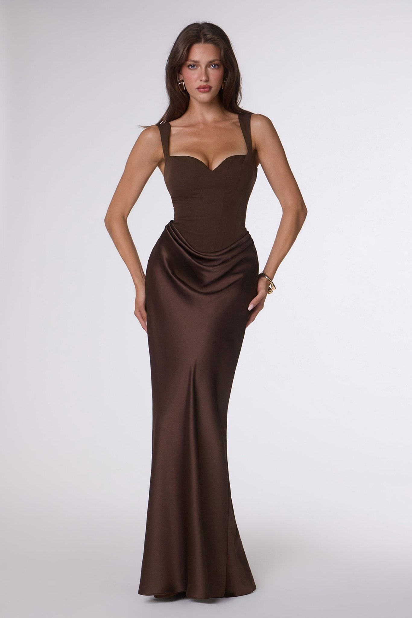 LUCIENNE Satin Corset Formal Gown in Australia | One Honey Boutique
