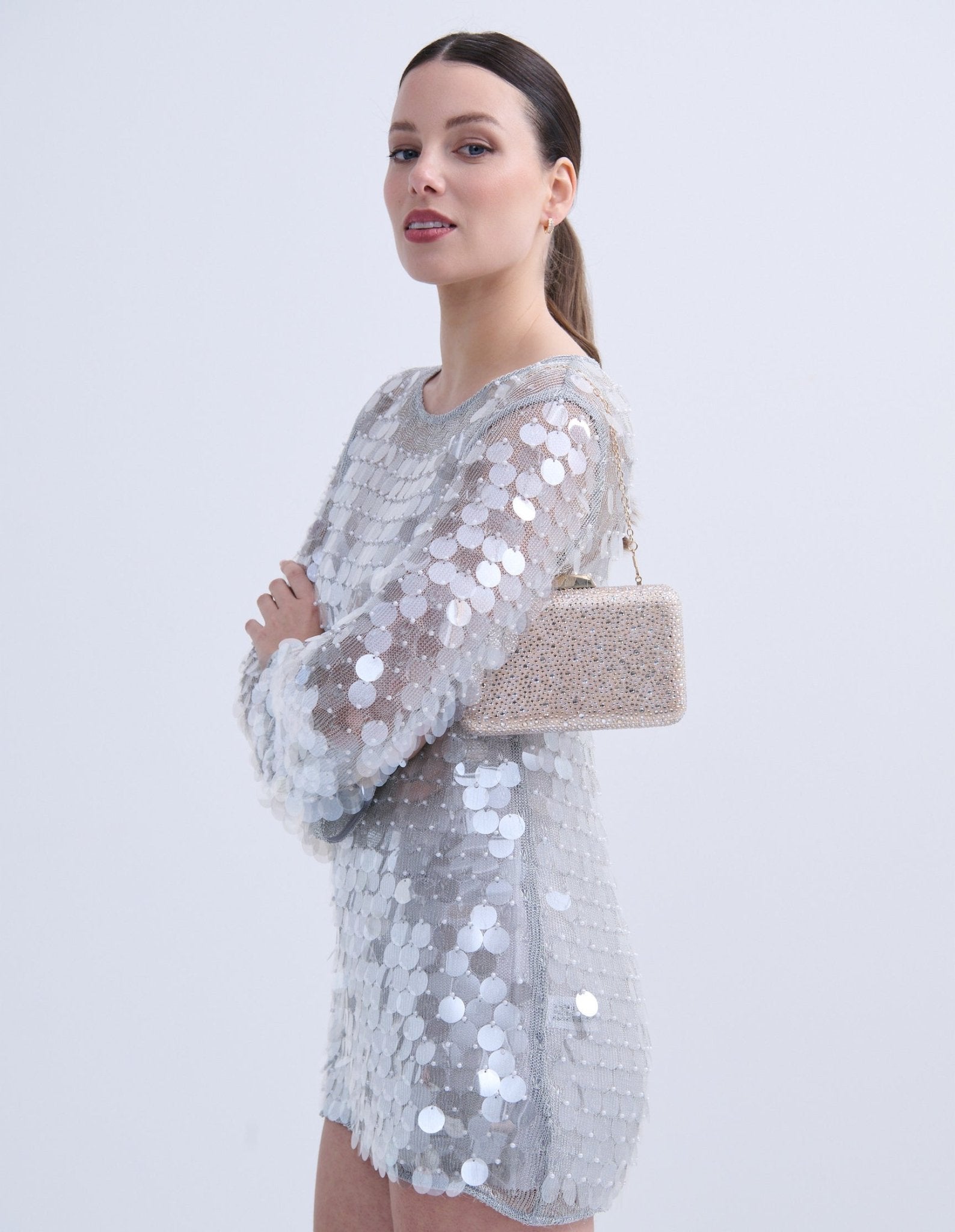 Lustre & Sage ENNA Crystal Satin Clutch Bag in Australia | One Honey Boutique