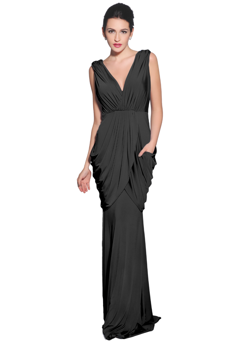 MADISON Silk Jersey Mermaid Bridesmaid Dress with V neckline and draped skirt. Elegant evening gown. Brisbane to Gold Coast, Australia.