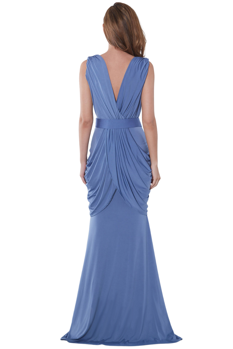 MADISON Silk Jersey Mermaid Bridesmaid Dress with V-neckline and elegant overlap drape, from Brisbane to Gold Coast, Australia.