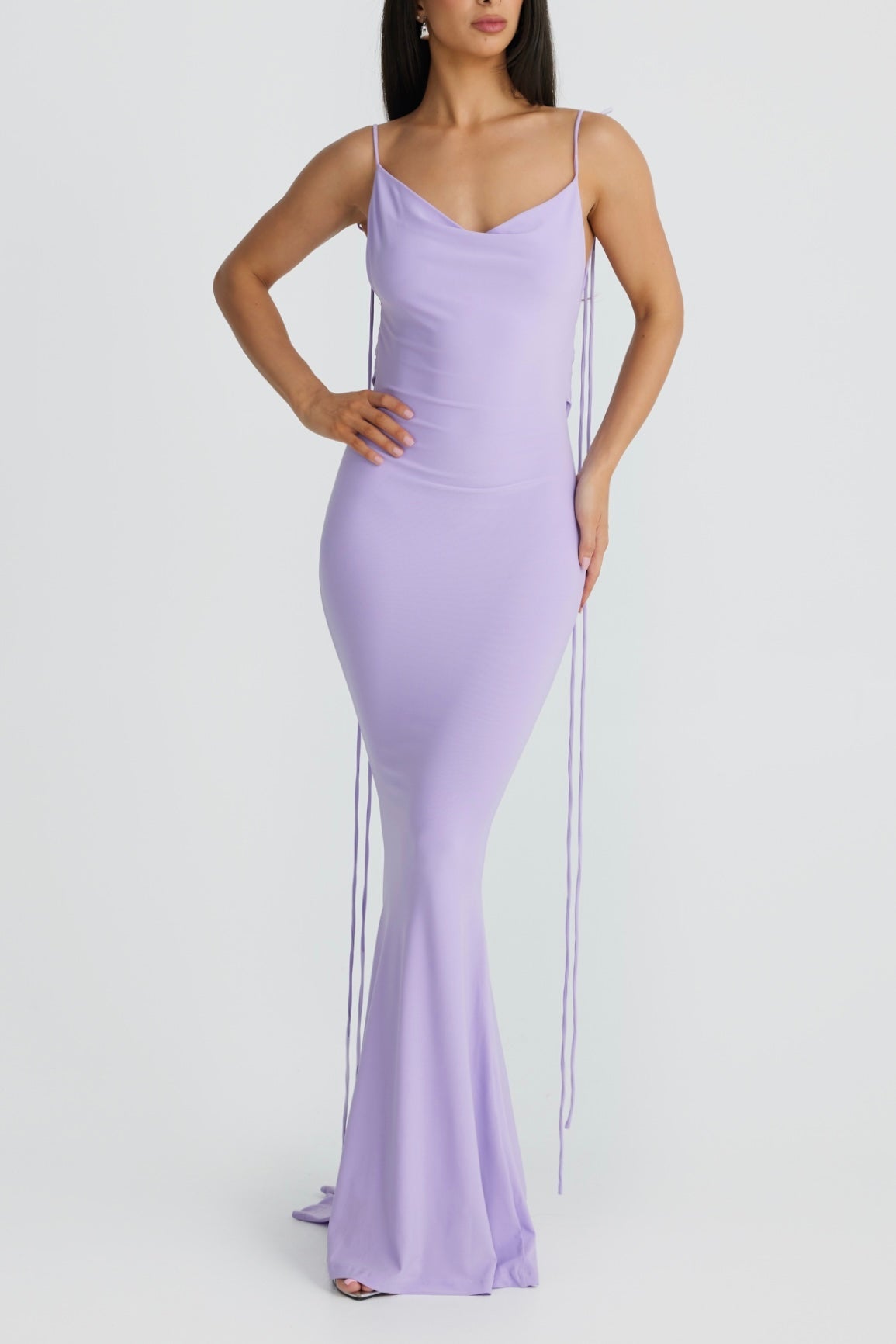 MÉLANI The Label CRISTINA Lilac Drape Low Back Dress