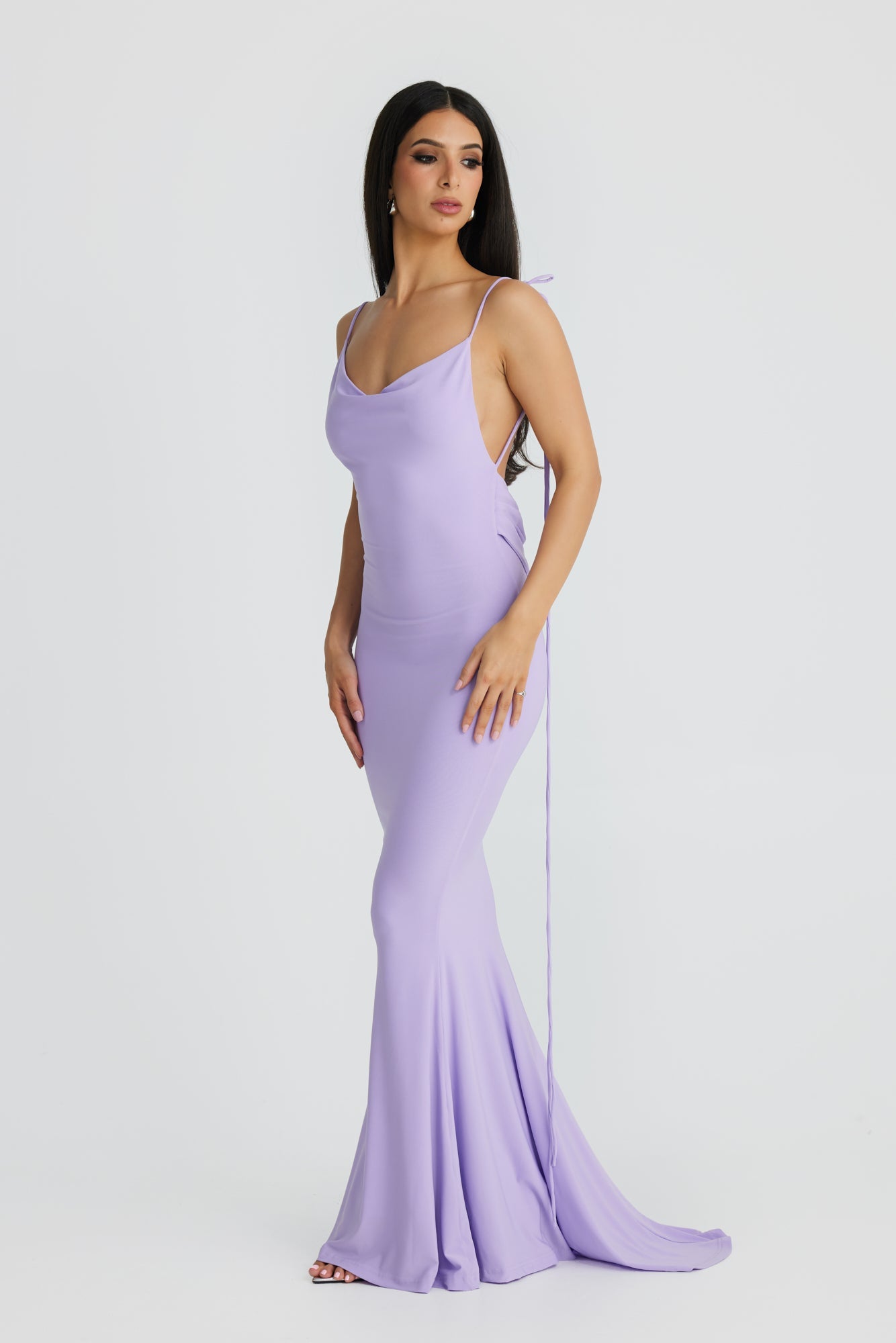 MÉLANI The Label CRISTINA Lilac Drape Low Back Dress