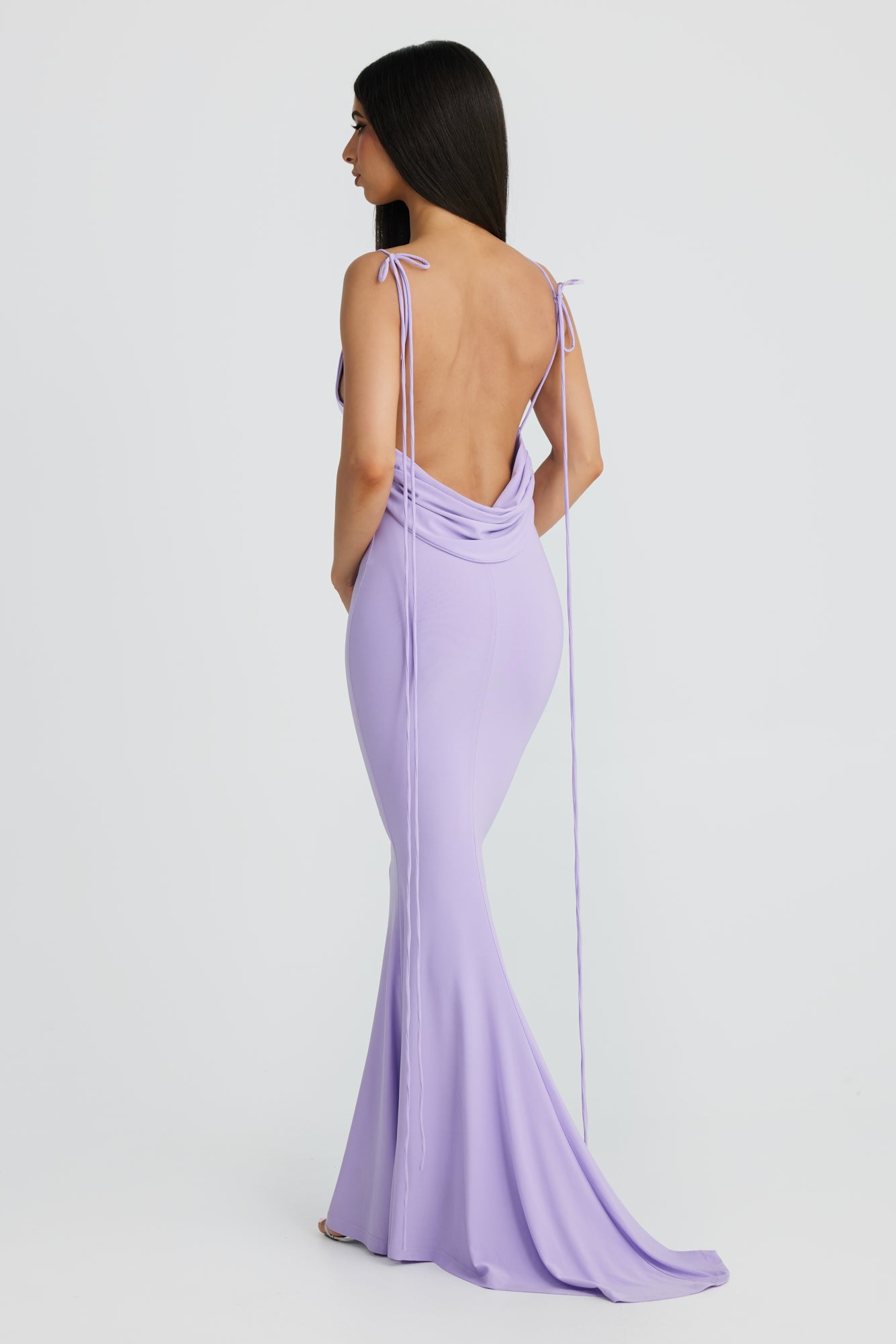 MÉLANI The Label CRISTINA Lilac Drape Low Back Dress