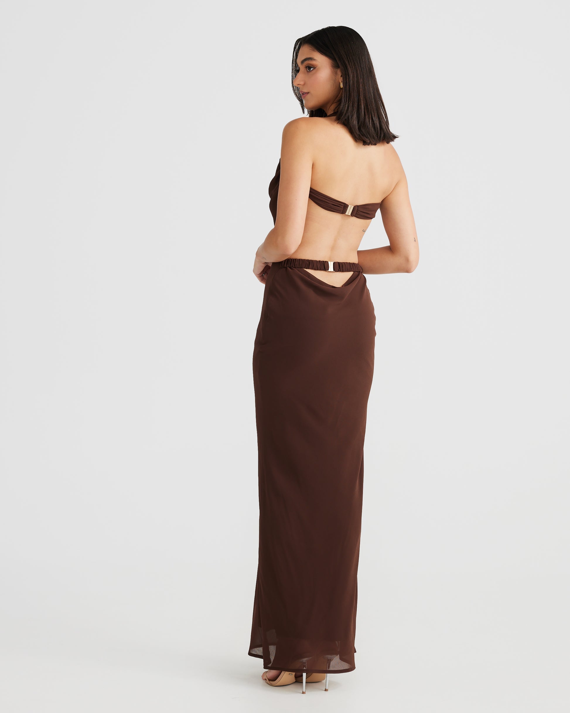 MÉLANI The Label BLAIR SET Brown Chiffon Two-Piece Set