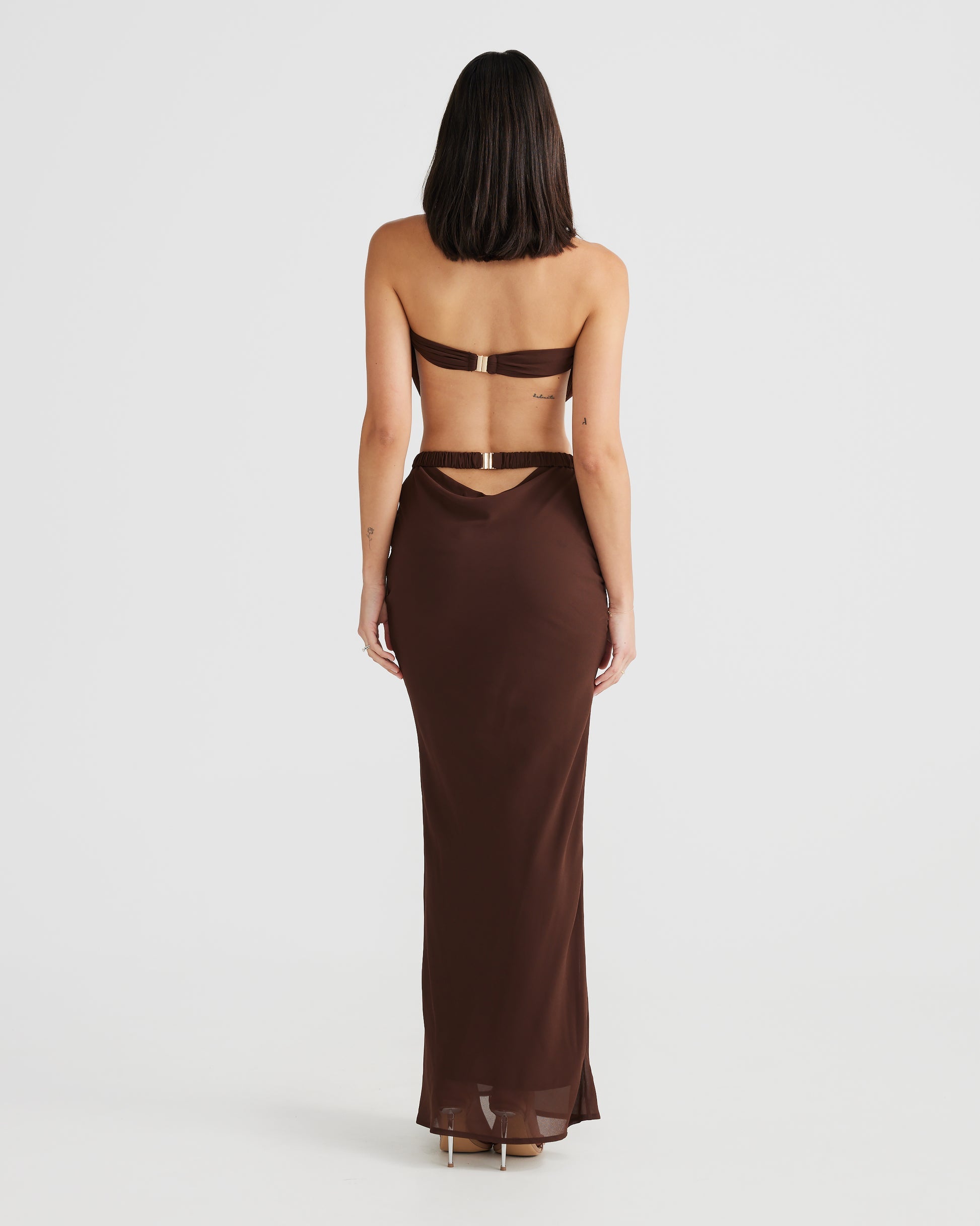 MÉLANI The Label BLAIR SET Brown Chiffon Two-Piece Set