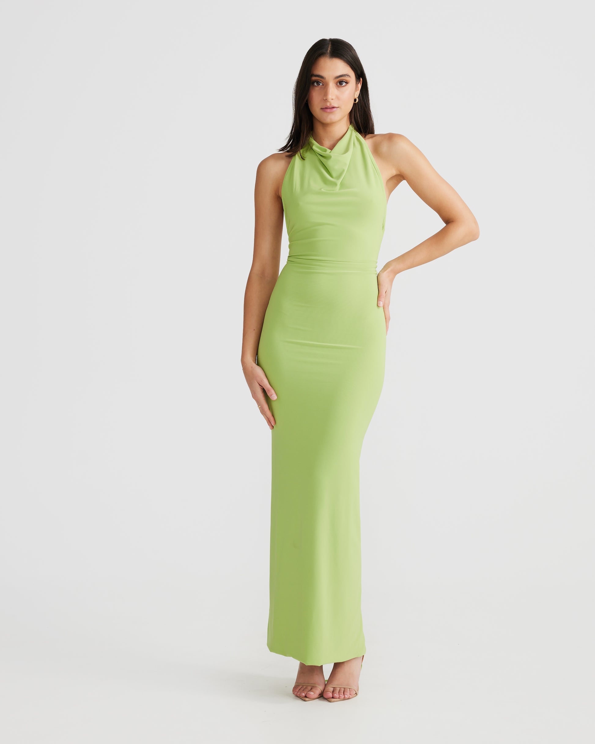 MÉLANI The Label NATALI Lime Backless Dress