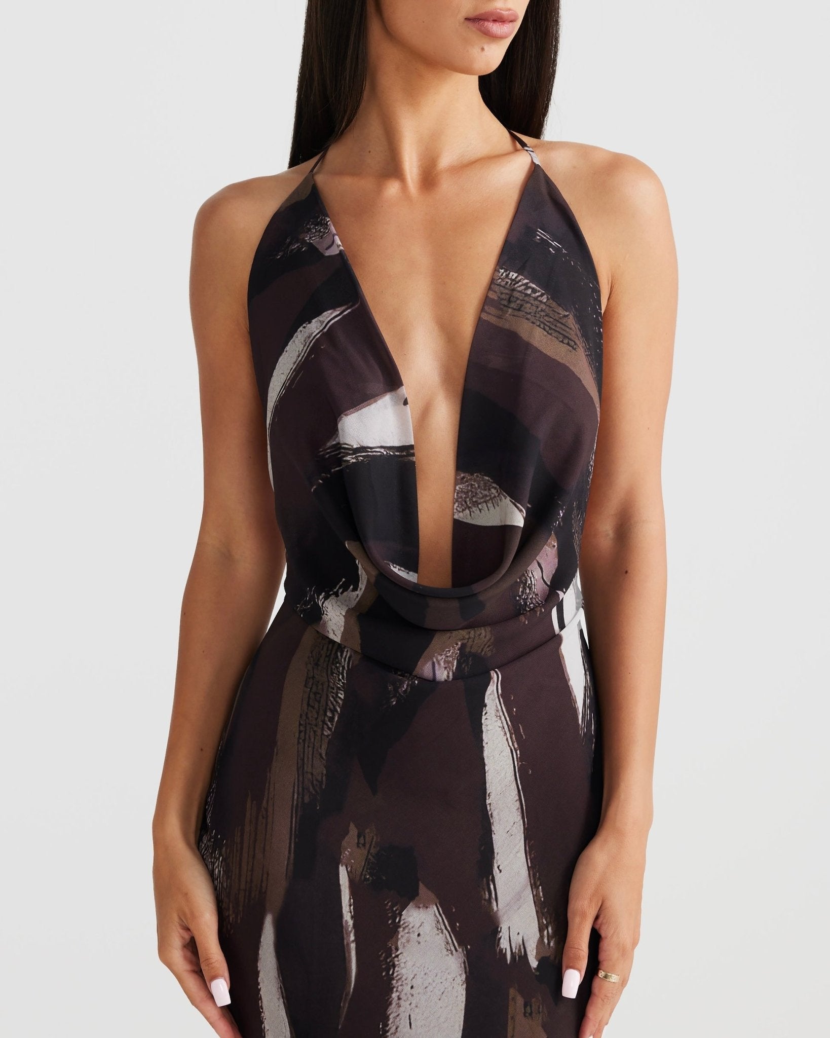 MÉLANI The Label LOPEZ Cowl Neck Chiffon Backless Dress in Australia | One Honey Boutique