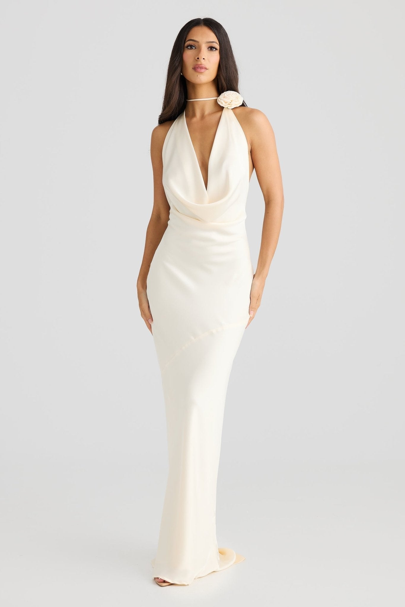 MÉLANI The Label JOSEFINA Low Back Rose Feature Halter Dress in Australia | One Honey Boutique