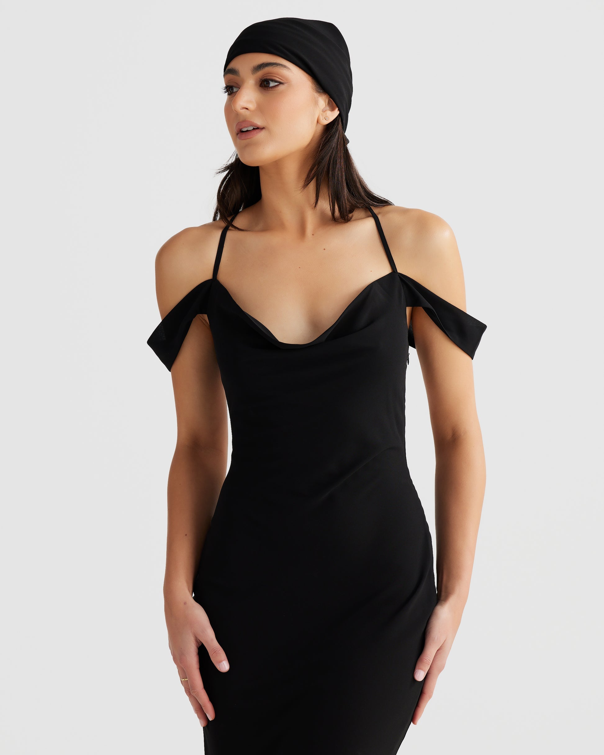 MÉLANI The Label VIENNA Low Back Chiffon Maxi Dress