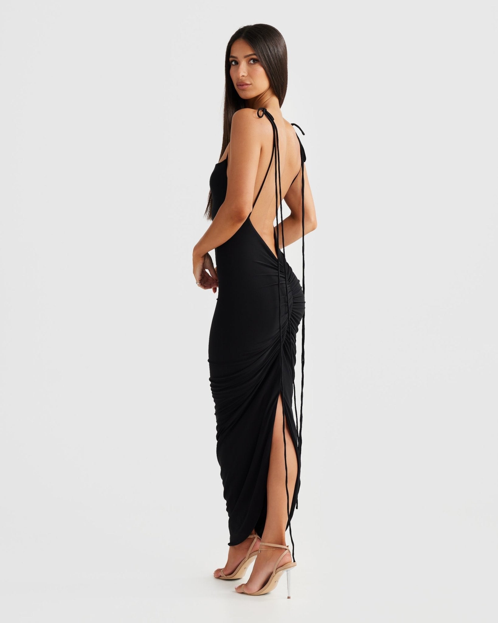 MÉLANI The Label CLEO Bum Ruched Backless Dress in Australia | One Honey Boutique