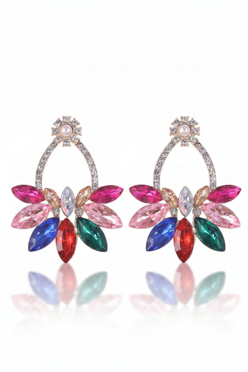 Multi Colour Crystal Statement Earrings in Australia | One Honey Boutique