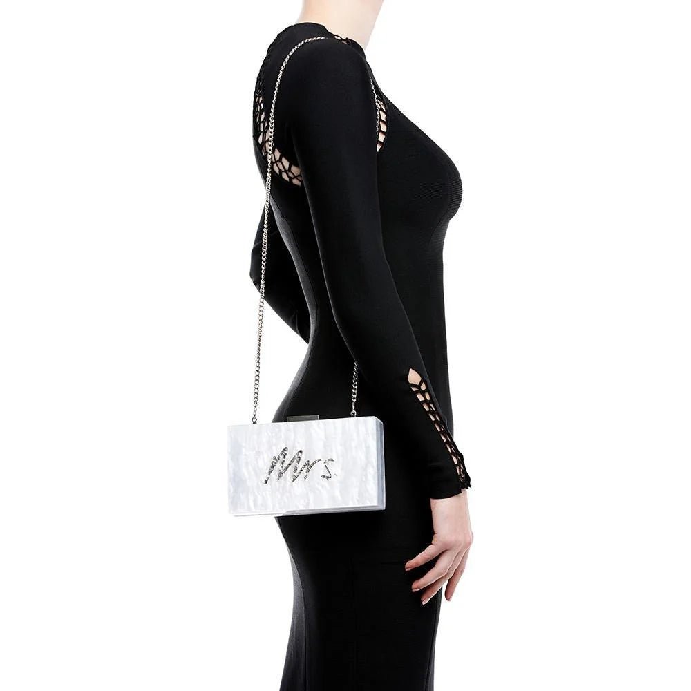 Olga Berg MRS Glitter Acrylic Box Clutch in Australia | One Honey Boutique