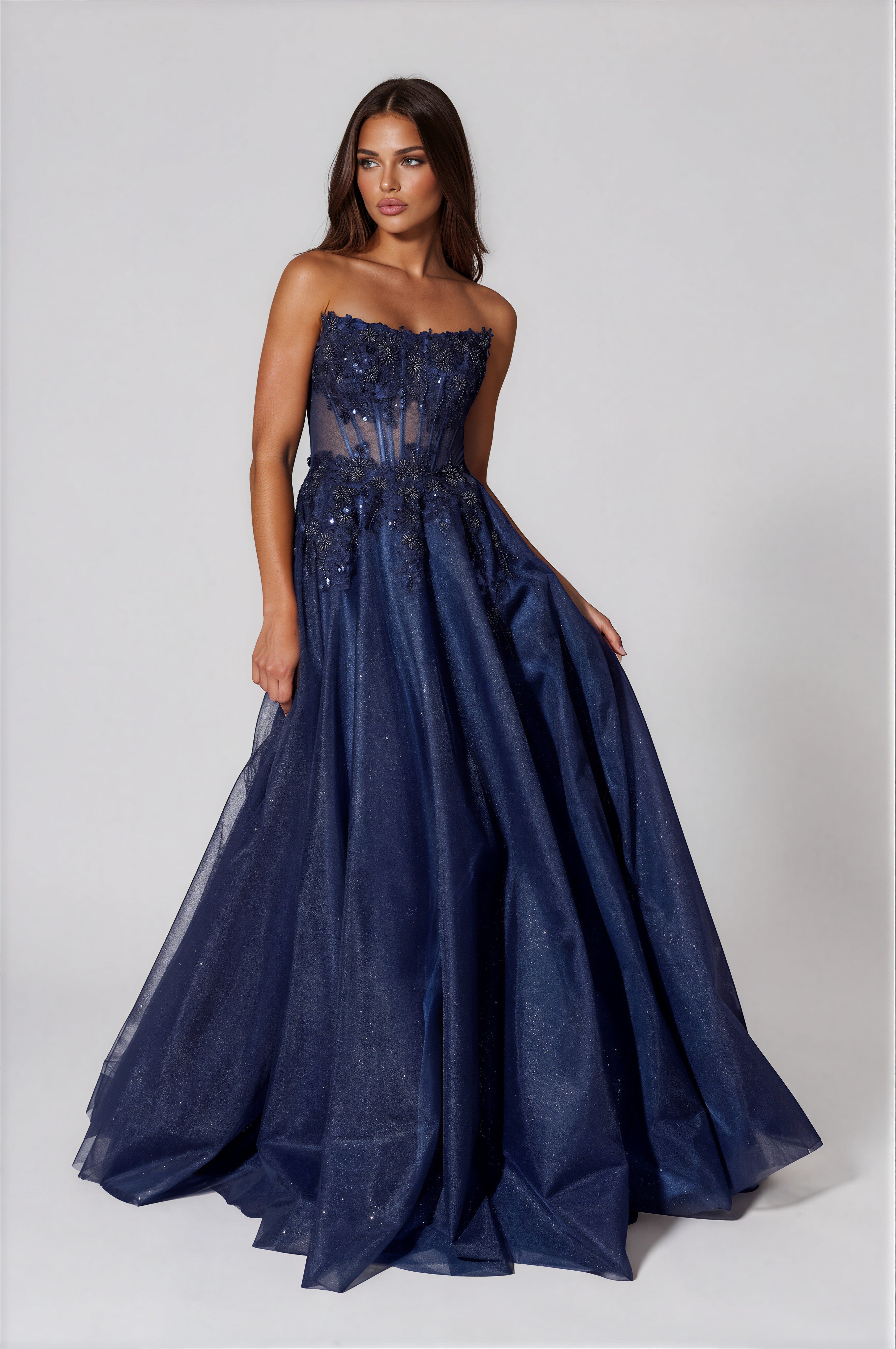 PRESILA Strapless Floral Print A-Line Prom & Formal Dress in Australia | One Honey Boutique