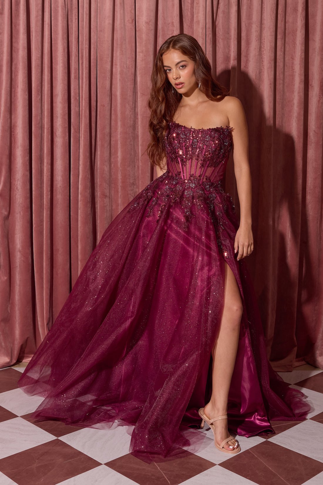 PRESILA Strapless Floral Print A-Line Prom & Formal Dress in Australia | One Honey Boutique