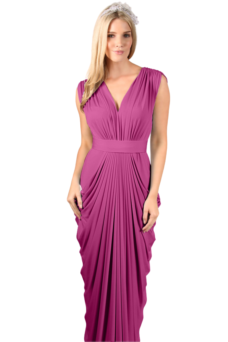 PIA GLADYS PEREY SIENNA Silk Jersey Mermaid Dress with V-neckline and gathered bodice. Bridesmaid dress Brisbane to Gold Coast.