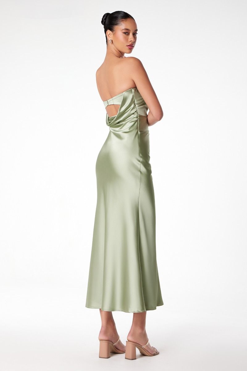 LORRIE dress with a trendy bra-style back and smooth silky fabric, perfect strapless prom or semi-formal dress idea. Brisbane to Gold Coast.