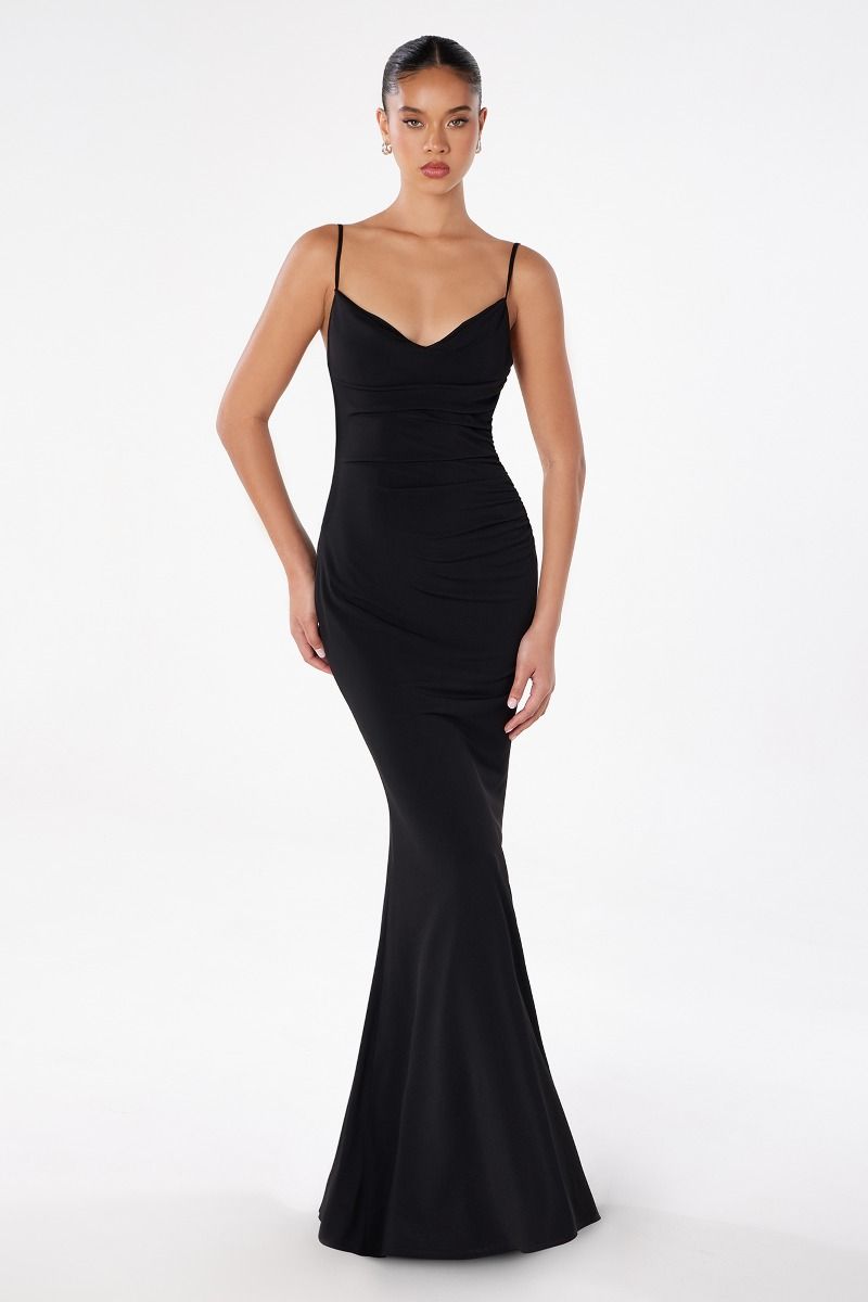 KALI fitted scoop back prom dress with lace waist insert, adjustable straps, ideal for semi-formal events, Brisbane to Gold Coast, Australia.