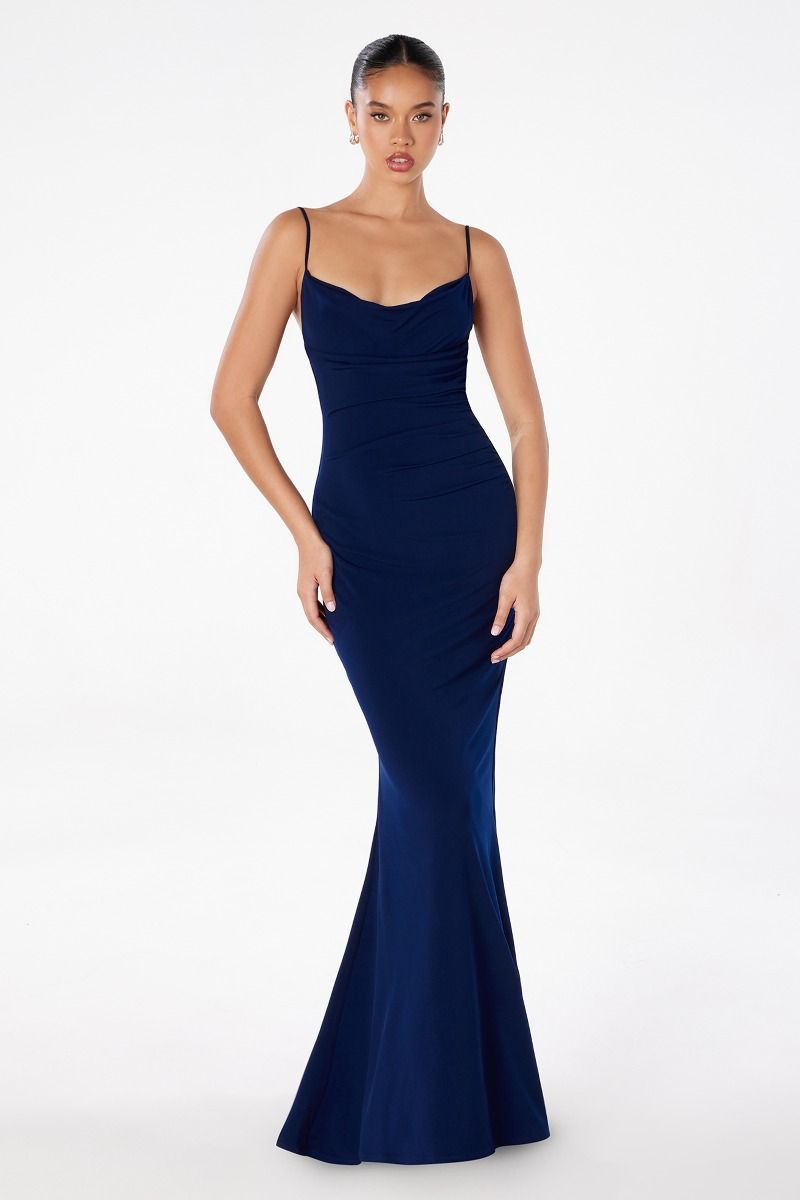 KALI Fitted Scoop Back Dress with elegant lace insert, perfect for prom or semi-formal events. From Brisbane to Gold Coast, Australia.