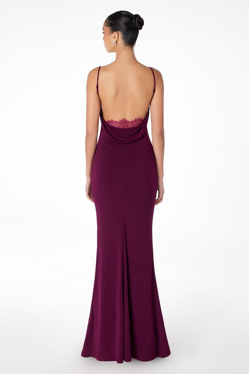 KALI Fitted Scoop Back Prom Dress with Lace Insert, Adjustable Straps, Semi-Formal Style. Brisbane to Gold Coast, Australia.