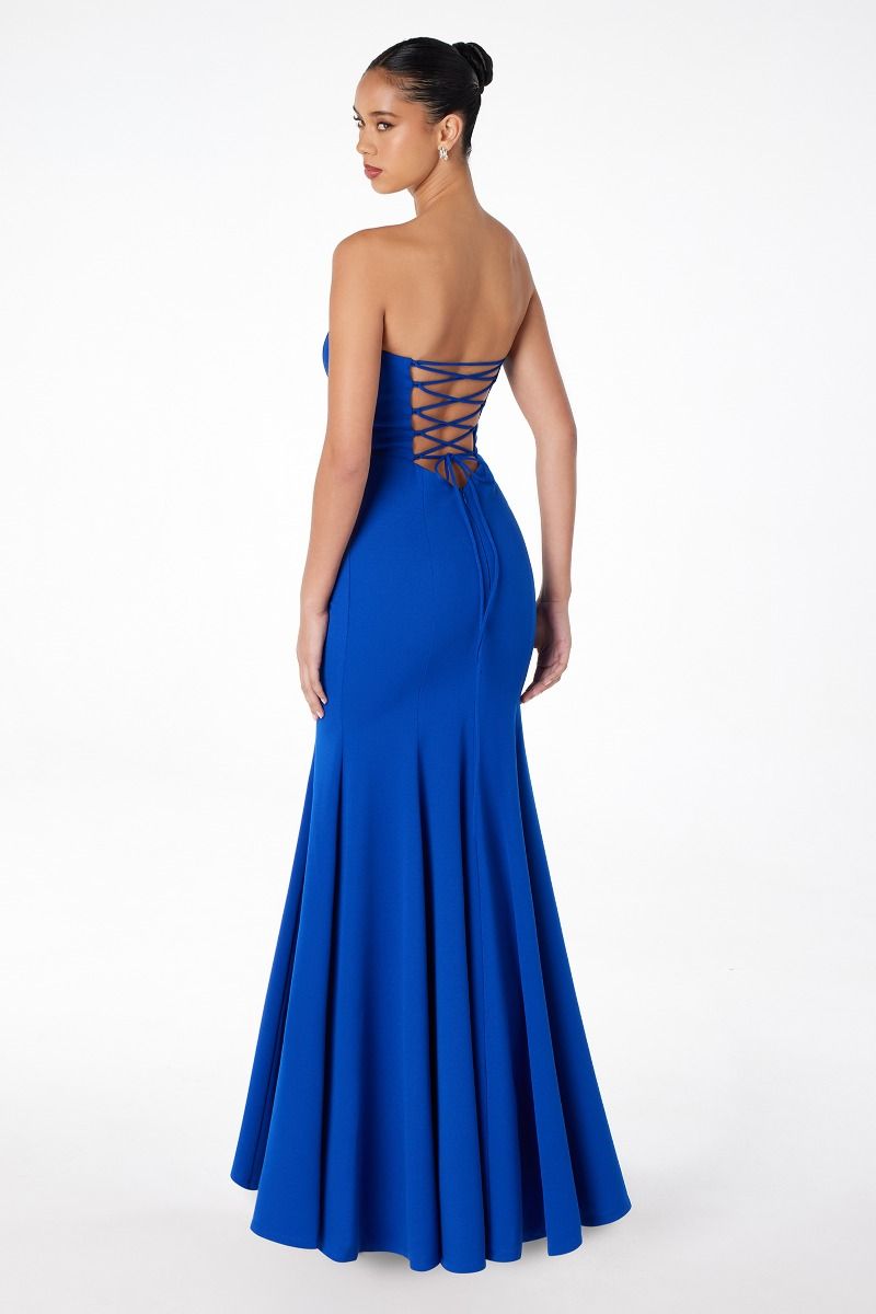 TERI Strapless Corset Mermaid Prom Dress featuring a lace-up back and sleek fabric, perfect for Brisbane to Gold Coast.