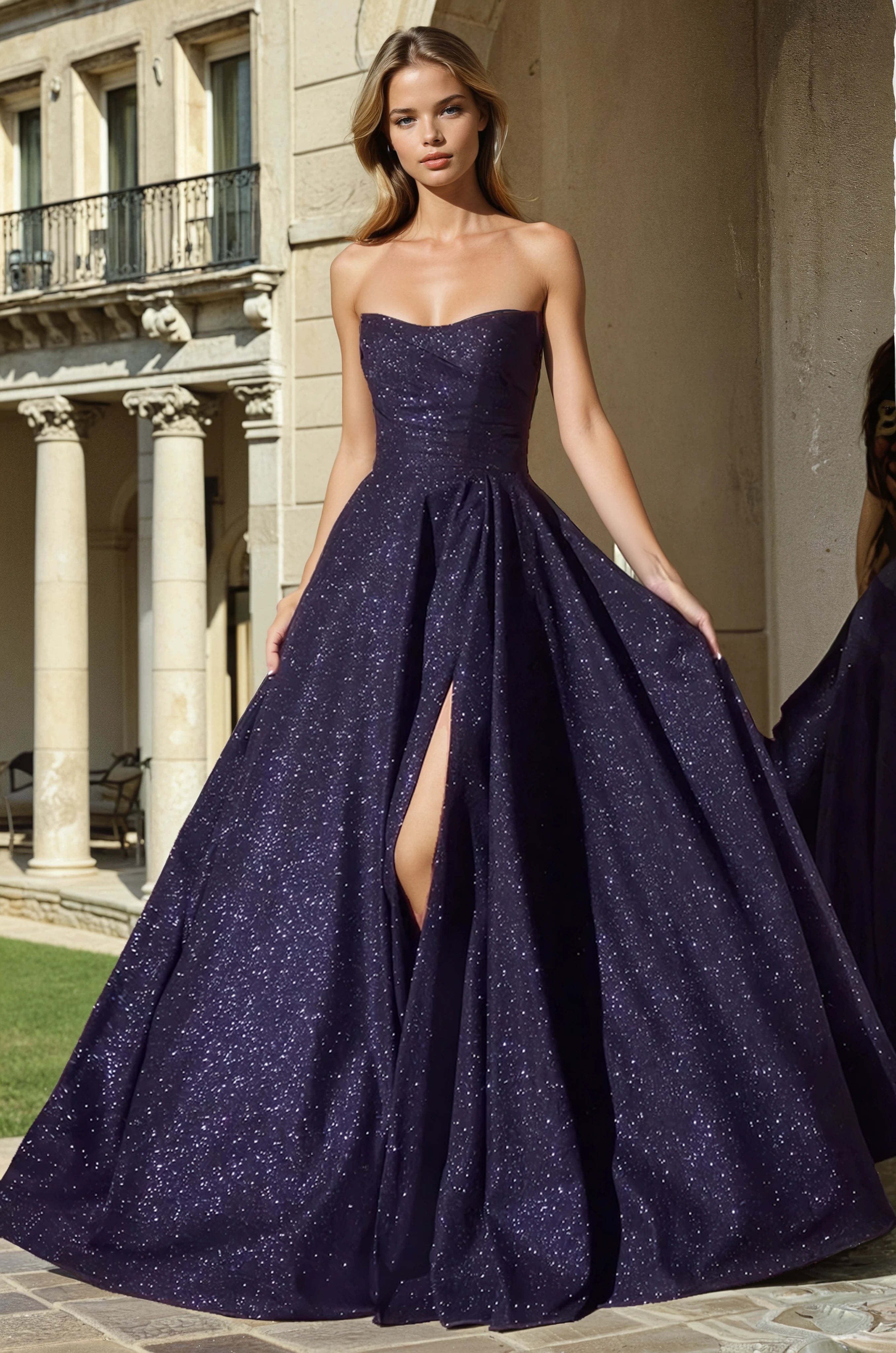 CINDI Strapless Glitter Shimmer Prom & Semi Formal Dress in Australia | One Honey Boutique