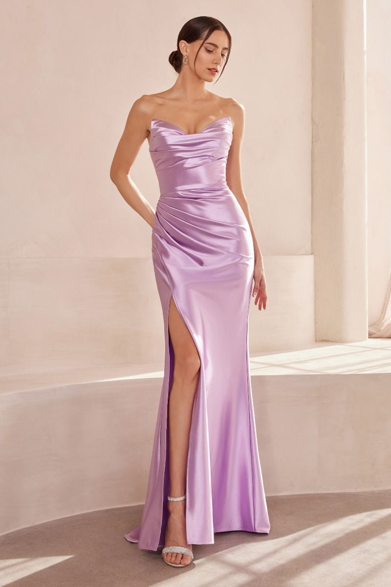 STEFANI Strapless Satin Fitted Dress Prom & Semi-Formal Gown One Honey