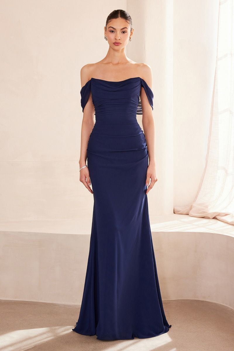 KAMAN Off Shoulder Corset Chiffon Dress with ruched waist, prom gown. Brisbane to Gold Coast, Australia.