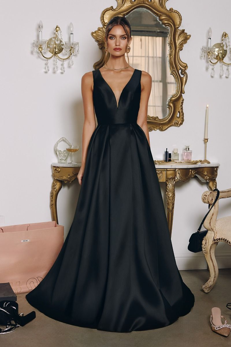 INNA Satin Box Pleat A Line Prom & Formal Dress in Australia | One Honey Boutique