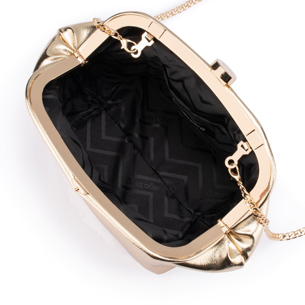 Olga Berg Tally Metallic Clutch Bag