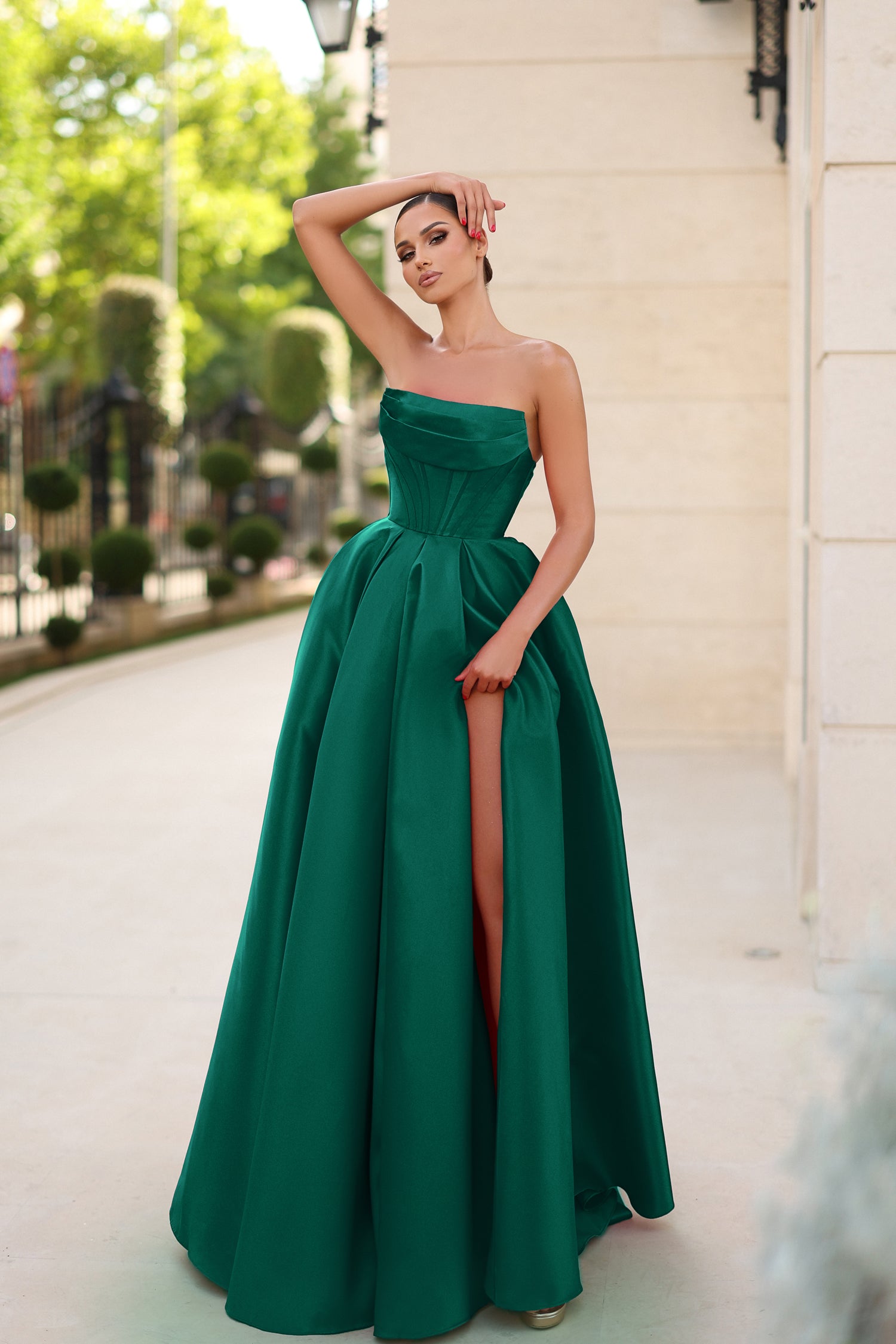 TINA HOLLY COUTURE TK241F Strapless Mikado Satin Ball Gown with draped bodice, prom gown Brisbane to Gold Coast