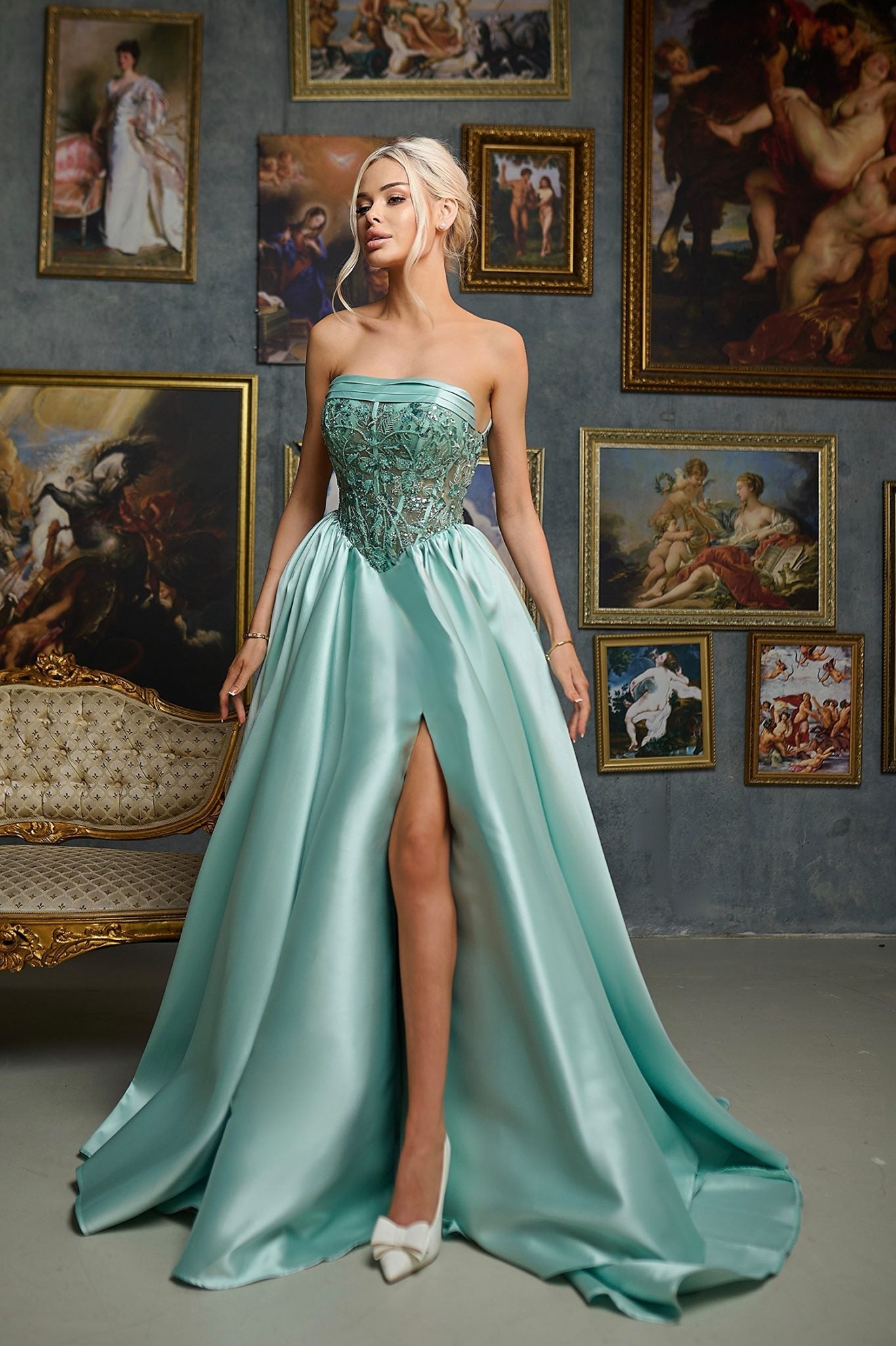 TINA HOLLY TE706 VALERIE Mikado Corset Ball Gown Formal Dress in Australia | One Honey Boutique