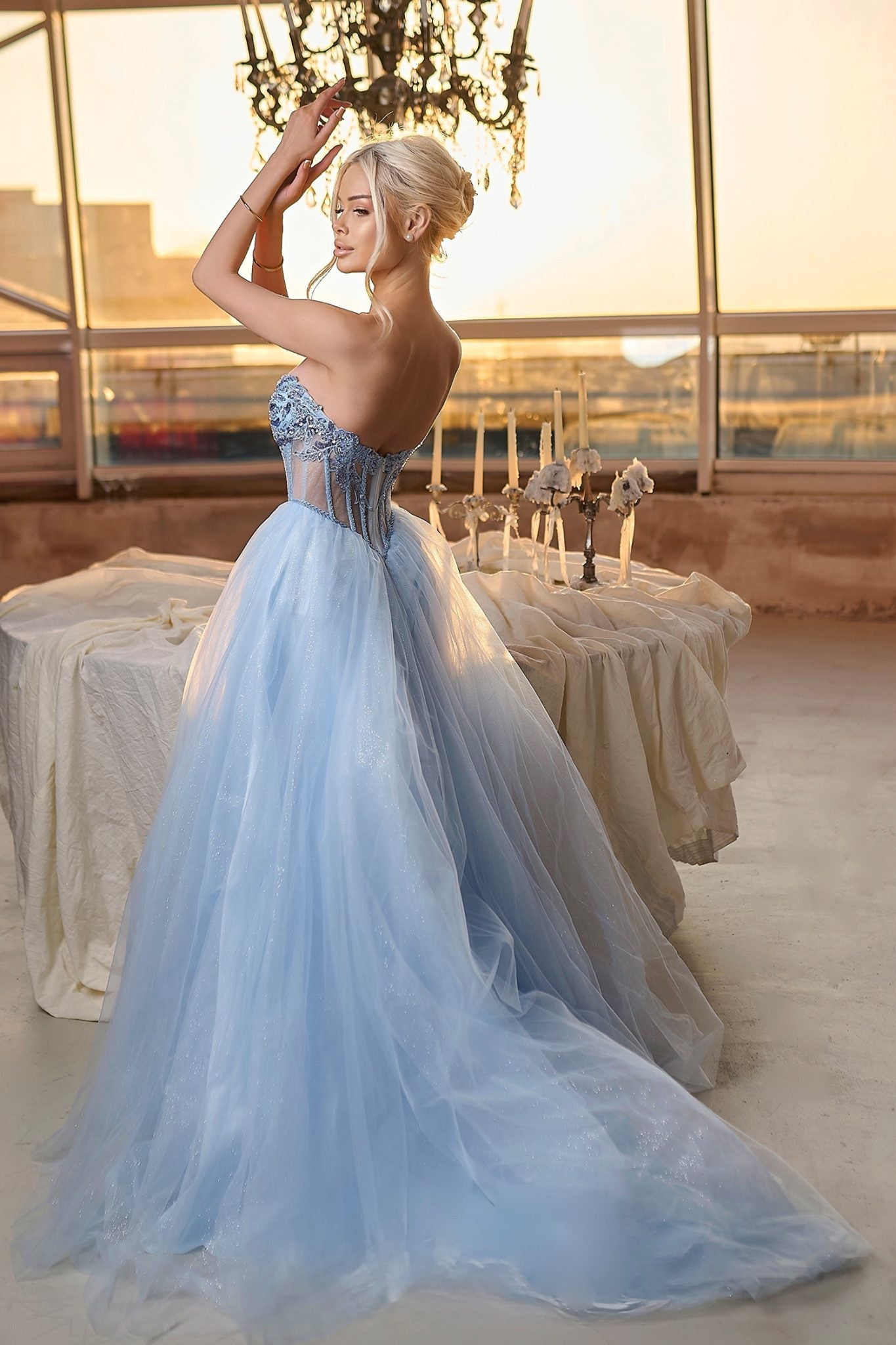 TINA HOLLY TE708 SOLARINE Embroidered Tulle A - Line Formal Dress in Australia | One Honey Boutique