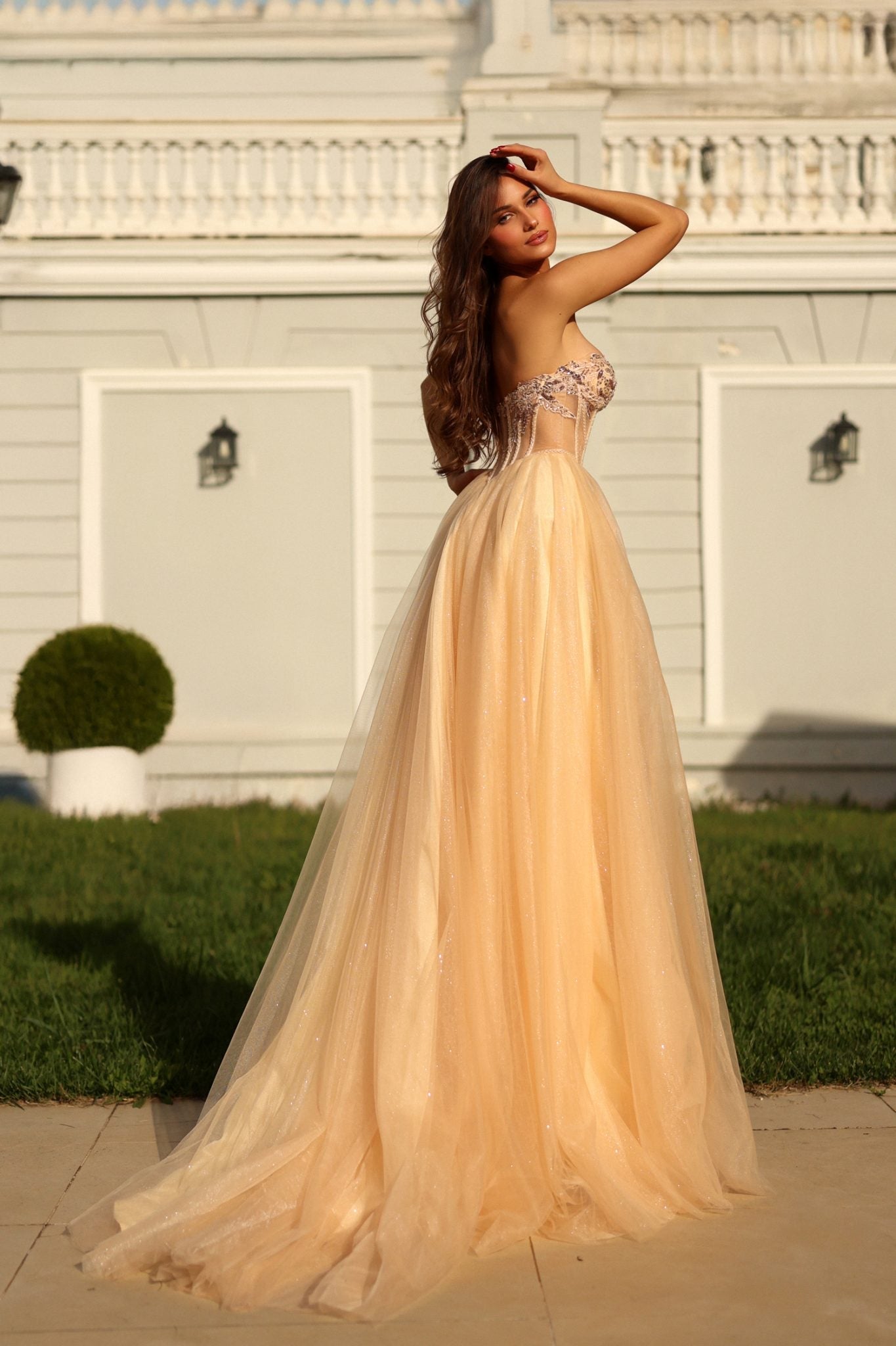 TINA HOLLY TE708 SOLARINE Embroidered Tulle A - Line Formal Dress in Australia | One Honey Boutique