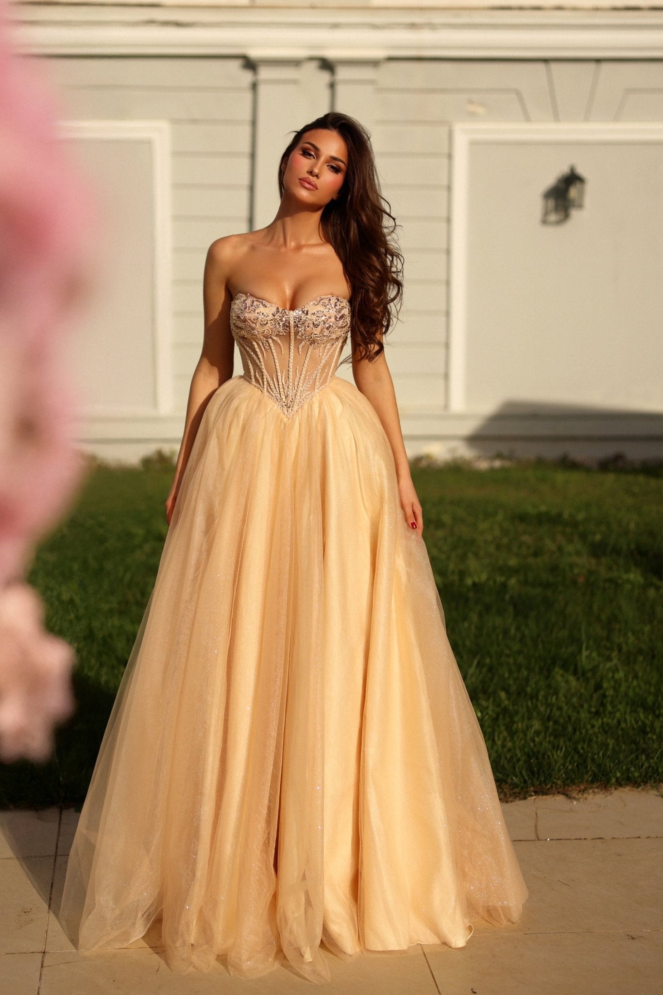 TINA HOLLY TE708 SOLARINE Embroidered Tulle A - Line Formal Dress in Australia | One Honey Boutique