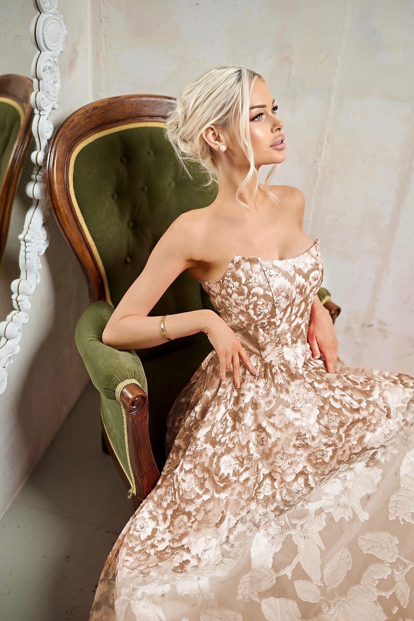 TINA HOLLY TW624 ROSALYN Organza Jacquard A - Line Formal Dress in Australia | One Honey Boutique
