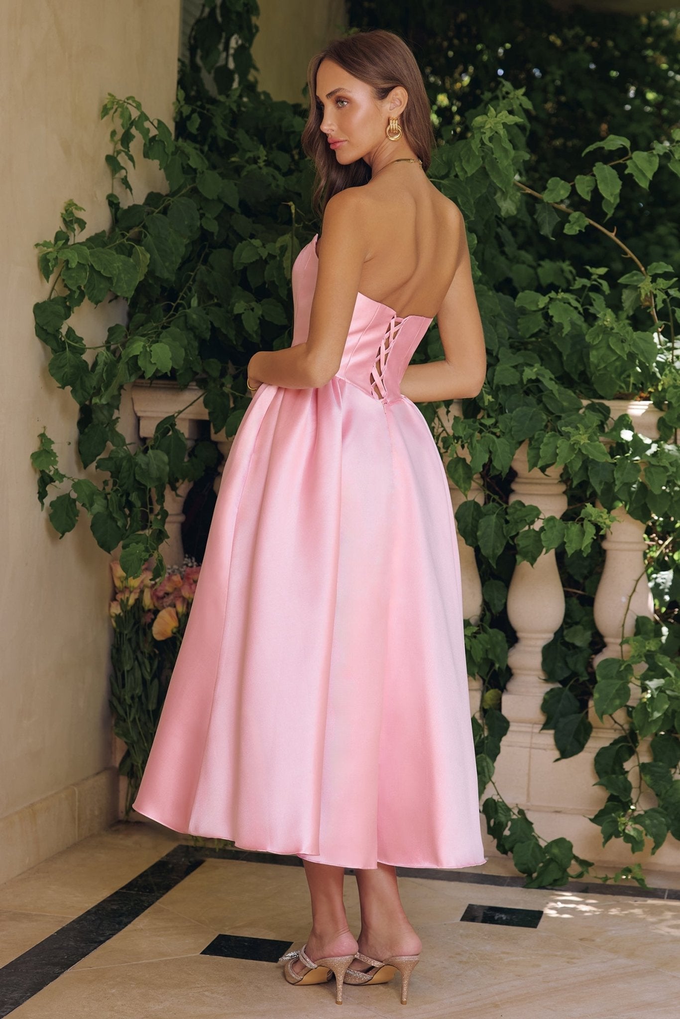 TINKA Lace - Up Mikado Midi Prom & Formal Dress in Australia | One Honey Boutique