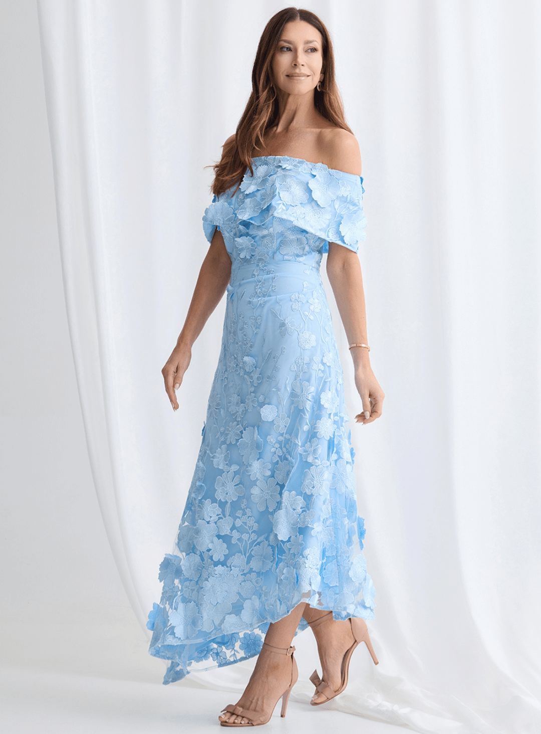 Trellis Lane BENNI Off Shoulder Floral Maxi Mother of the Bride Dress in Australia | One Honey Boutique